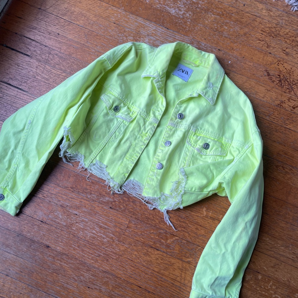 Zara Bright Yellow Denim Jacket